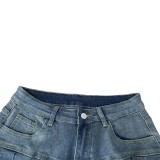 Vintage Drawstring Washed Denim Shorts BGN-360