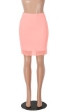 Solid Color Double Layer Mesh Half Body Skirt MZ-2900