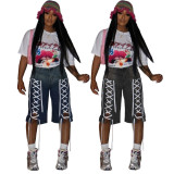 Vintage Drawstring Washed Denim Shorts BGN-360