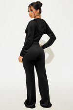 Casual Zipper Hooded Two Piece Pants Set YD-059