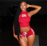 Casual Print Sleeveless Tank Top Shorts Suit GFCF-1345