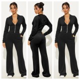 Casual Zipper Hooded Two Piece Pants Set YD-059