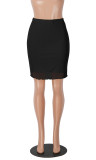 Solid Color Double Layer Mesh Half Body Skirt MZ-2900
