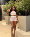 Stripe Contrast Color Knits Short Suit TK-6340