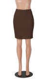 Solid Color Double Layer Mesh Half Body Skirt MZ-2900