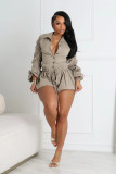 Plus Size Solid Color Drawstring Romper NY-3561