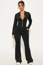 Casual Zipper Hooded Two Piece Pants Set YD-059