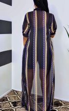 Mesh See Through Sunscreen Short Sleeve Shirt Dress OY-L6502