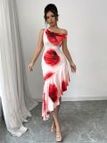 Print Irregular Sleeveless Midi Dress GRNH-2584
