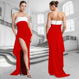 Sexy Color Block High Split Maxi Dress GFDY-1327