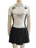 Letter Print Lace Two Piece Skirts Set YS-2502