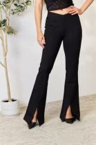 Solid Color Split Flare Pants QOUY-6059