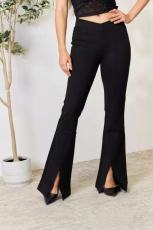 Solid Color Split Flare Pants QOUY-6059