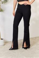 Solid Color Split Flare Pants QOUY-6059