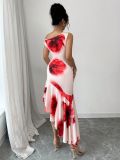 Print Irregular Sleeveless Midi Dress GRNH-2584