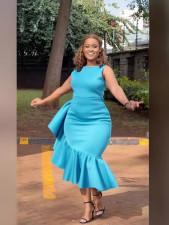 Plus Size Sleeveless Solid Color Midi Dress OY-6505