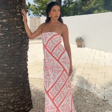 Print Loose Tube Tops Maxi Dress GPBY-934
