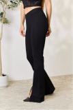 Solid Color Split Flare Pants QOUY-6059