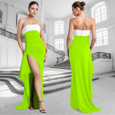 Sexy Color Block High Split Maxi Dress GFDY-1327