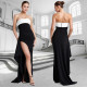 Sexy Color Block High Split Maxi Dress GFDY-1327
