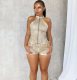 Sleeveless Zip Top Shorts Denim Suit XMCS-CS202532817