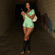 Printed V-Neck Short Sleeve Shorts Suit GZJQ-K25S62488
