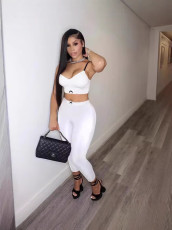 Solid Color Sling Vest And Pants 2 Piece Set GFCF-1353