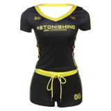 Printed V-Neck Short Sleeve Shorts Suit GZJQ-K25S62488