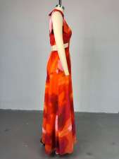 Print Tie Up Sleevleless Maxi Dress GCNE-HK72112