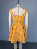 Square Neck Printed Irregular Mini Dress GCNE-HK72297