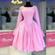 Long Sleeve Strappy Tie A-Line Midi Dress GCNE-HK7922