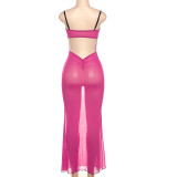 Lace Patchwork See Through Maxi Dress GZJQ-K24D50121