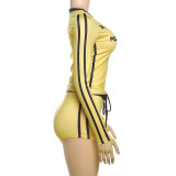 Fashion Printed Sexy V-Neck Long Sleeve Shorts Suit GZJQ-K24S56255