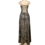 Leopard Print Sexy Slim Sling Maxi Dress GZJQ-K25D65829