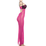 Lace Patchwork See Through Maxi Dress GZJQ-K24D50121