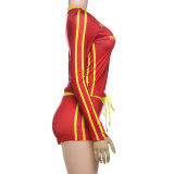 Fashion Printed Sexy V-Neck Long Sleeve Shorts Suit GZJQ-K24S56255