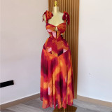 Print Tie Up Sleevleless Maxi Dress GCNE-HK72112
