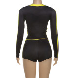 Fashion Printed Sexy V-Neck Long Sleeve Shorts Suit GZJQ-K24S56255