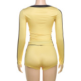 Fashion Printed Sexy V-Neck Long Sleeve Shorts Suit GZJQ-K24S56255