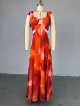 Print Tie Up Sleevleless Maxi Dress GCNE-HK72112