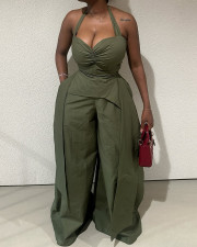 V Neck Halterneck Wide Leg Jumpsuit GCNE-HK72347
