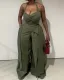 V Neck Halterneck Wide Leg Jumpsuit GCNE-HK72347