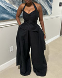 V Neck Halterneck Wide Leg Jumpsuit GCNE-HK72347