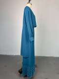 Irregular Lantern Sleeve Top Beaded Wide Leg Pants Set GCNE-HK72258