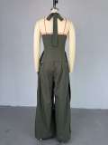 V Neck Halterneck Wide Leg Jumpsuit GCNE-HK72347