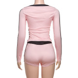 Fashion Printed Sexy V-Neck Long Sleeve Shorts Suit GZJQ-K24S56255