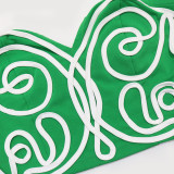 Solid Color Print Wrap Chest Loose Pants Suit CYA-901745