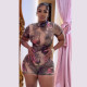 Print Mesh Backless Romper GZJQ-K25Q66528