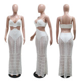 V Neck Lace See Through Maxi Dress CYA-901700