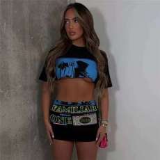 Letter Print Casual Two Piece Skirts Set GMJL-XX780